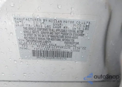 2019 Nissan Kicks Sv from USA, damaged, VIN 3N1CP5CU4KL510171